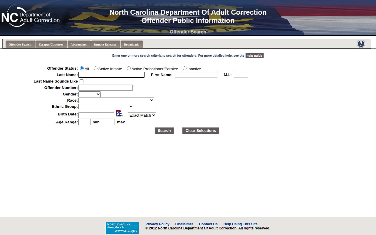 NCDAC offender search for Lee County state prisoner release records
